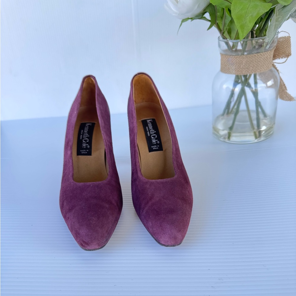 Kenneth Cole New York Purple Suede Heels  Size 9.5B Made In Spain EXCELLENT